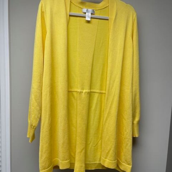 CJ Banks Women's 1X long-sleeved lightweight yellow cardigan sweater. Like new! - Picture 2 of 7